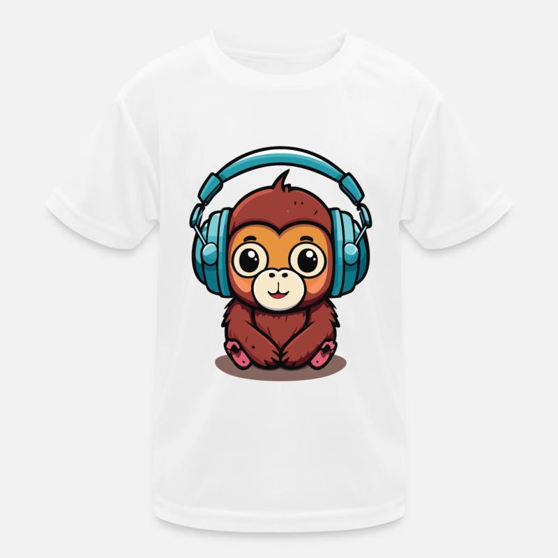 Süßer Affe, der Kopfhörer trägt, DJ-Affe Kinder Funktions-T-Shirt