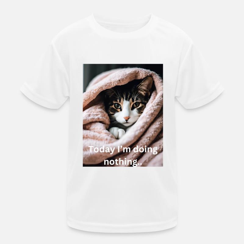 Katze eingekuschelt. Einfach mal nichts tun. Kinder Funktions-T-Shirt