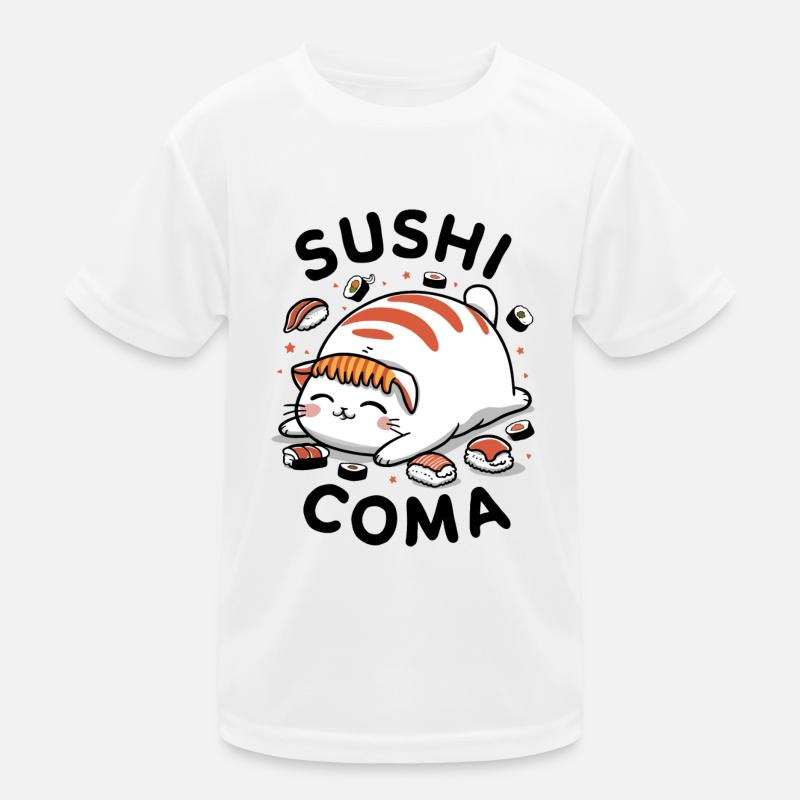 Sushi-Katze - Kinder Funktions-T-Shirt - Weiß