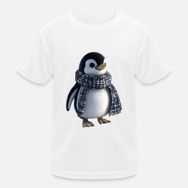 Lustiger Pinguin mit einem Schal Kinder Funktions-T-Shirt
