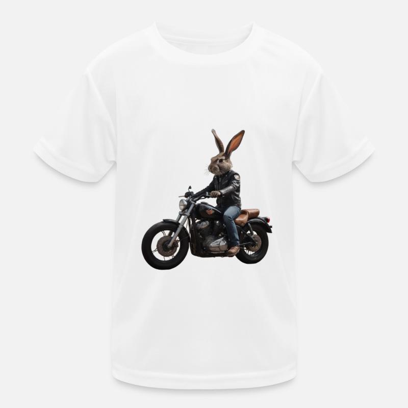 Biker Rabbit - Kids Functional T-Shirt - white