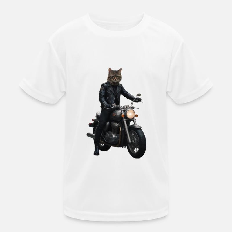 Biker Cat Kids Functional T-Shirt