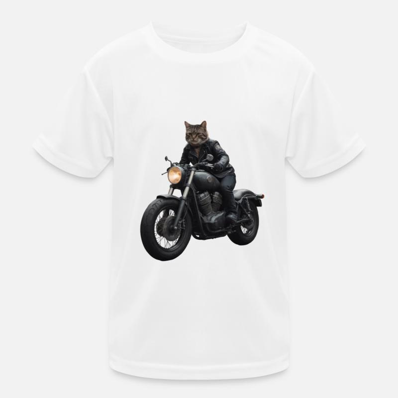 Biker Katze Kinder Funktions-T-Shirt