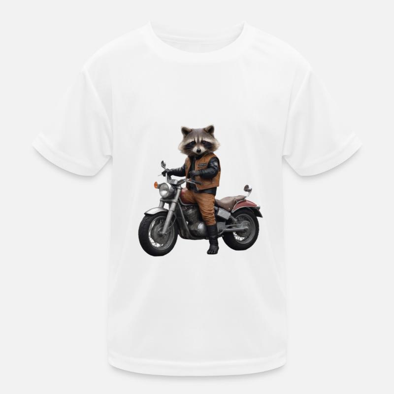 Waschbär-Biker Kinder Funktions-T-Shirt