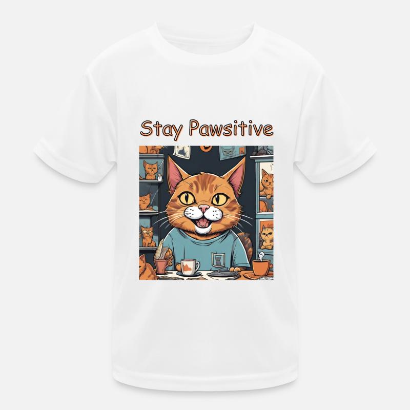 Stay Pawsitive Katzendesign Kinder Funktions-T-Shirt