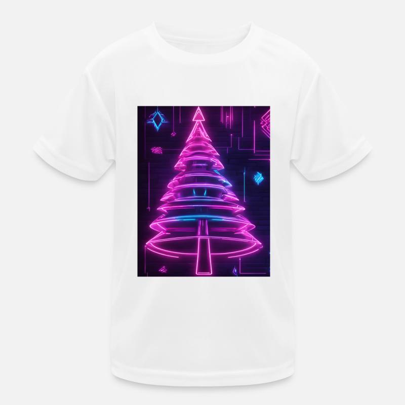 Neon-Tannenbaum im Cyberpunk-Stil 2 Kinder Funktions-T-Shirt
