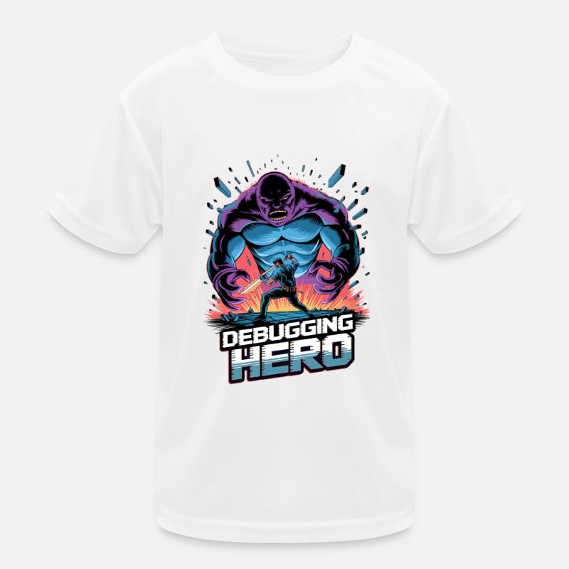 Debugging Hero – Epic Battle Against Code Monsters Kids Functional T-Shirt