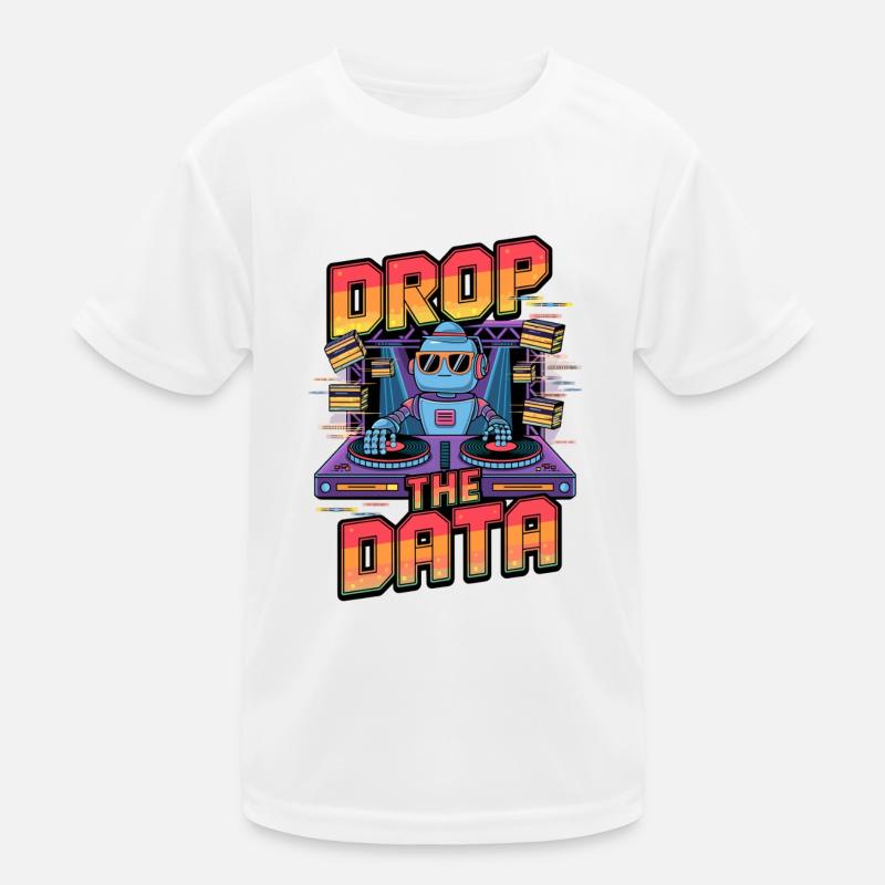 Drop the Data DJ Robot Techno Design - Kids Functional T-Shirt - white