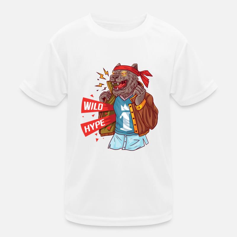 Wolf with current attributes of masculinity - Kids Functional T-Shirt - white