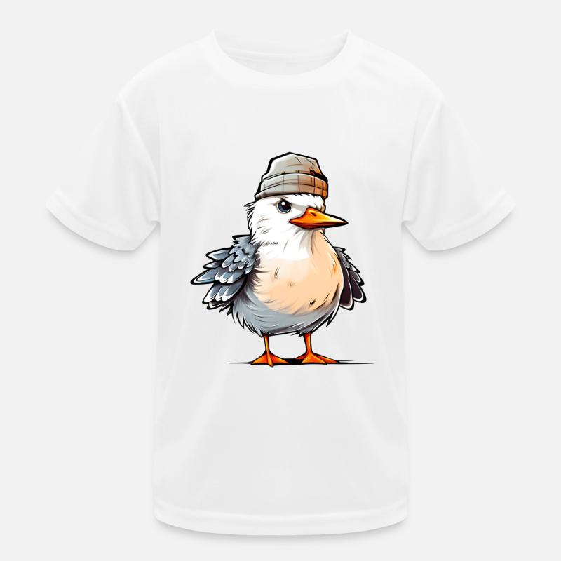 Cool seagull with hat Kids Functional T-Shirt