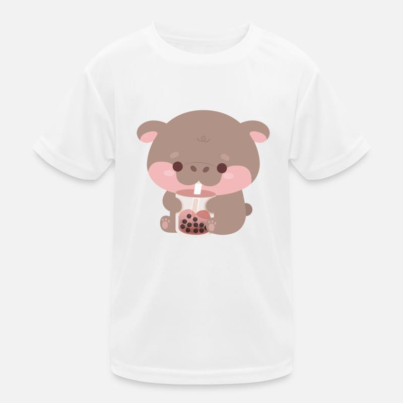 Boba Moo Deng Hippo Kids Functional T-Shirt
