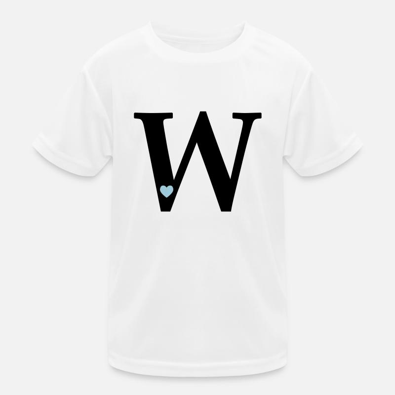 Buchstabe W Anfangsbuchstabe - Kinder Funktions-T-Shirt - Weiß