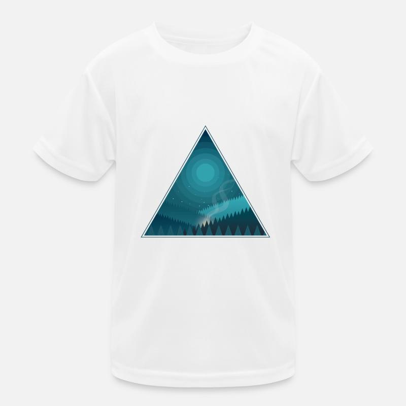 Triangle night campfire at full moon in the forest - Kids Functional T-Shirt - white