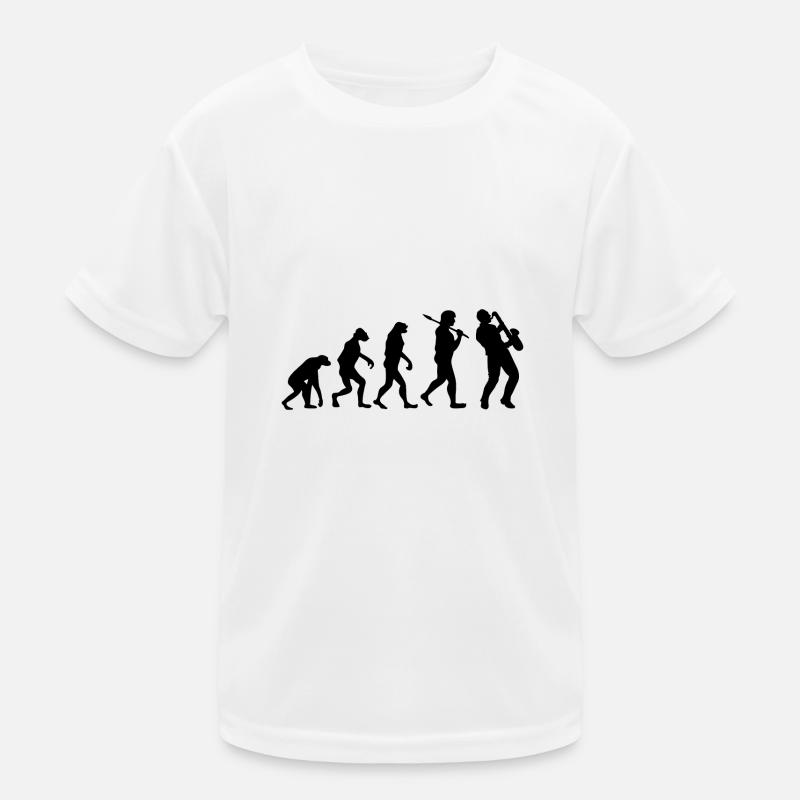 Evolution Saxophon Musik Geschenk Saxophonist Kinder Funktions-T-Shirt