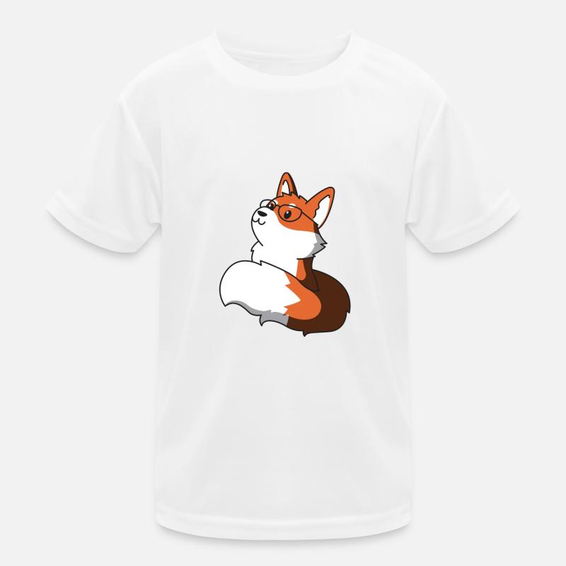 Schlauer Fuchs mit Brille Geschenk idee nerd idee - Kinder Funktions-T-Shirt - Weiß