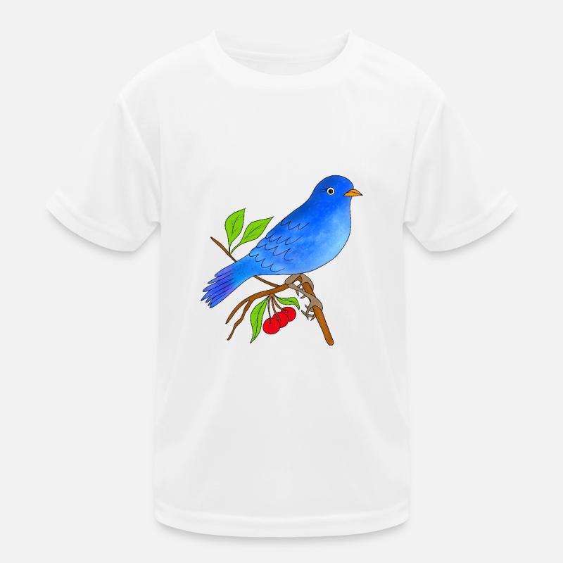 Blauer Vogel - Kinder Funktions-T-Shirt - Weiß