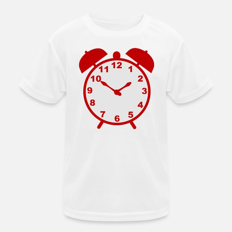 Klassischer Wecker mit rotem Rahmen Kinder Funktions-T-Shirt