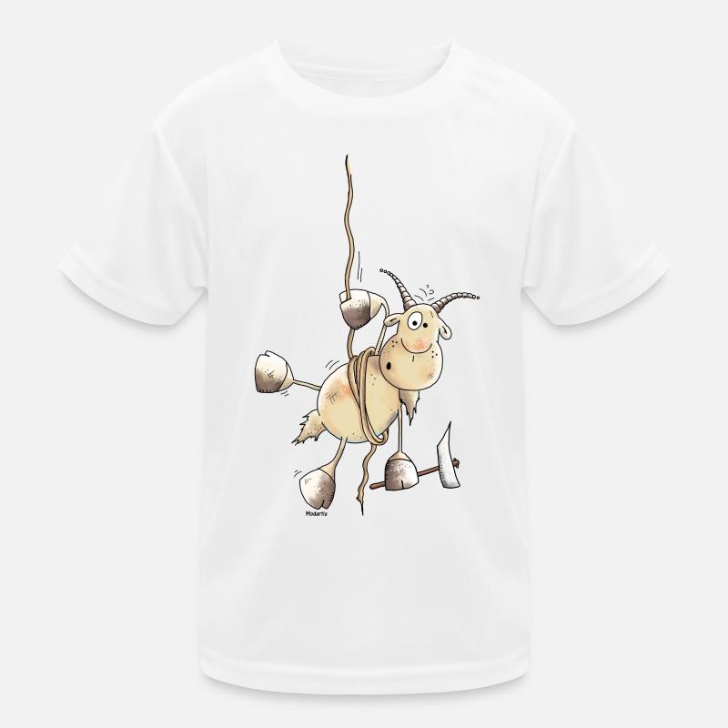 Abenteuerlustiger Steinbock - Bergsteiger - Kinder Funktions-T-Shirt - Weiß