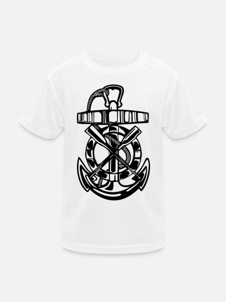 Anker, Maritimes, Rettungsring - Kinder Funktions-T-Shirt - Weiß - Vorne