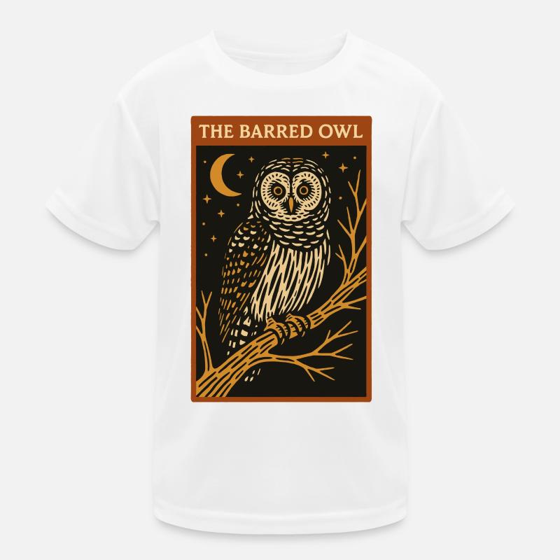 Nighttime Barred Owl Illustration Kids Functional T-Shirt