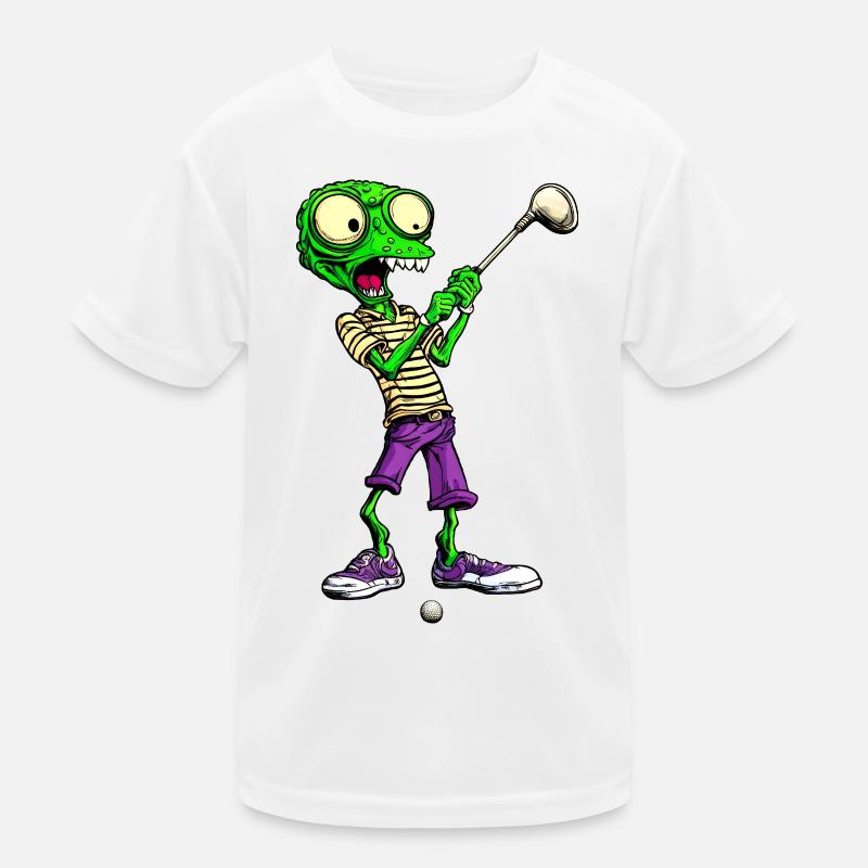 Golf Aliens - Kids Functional T-Shirt - white