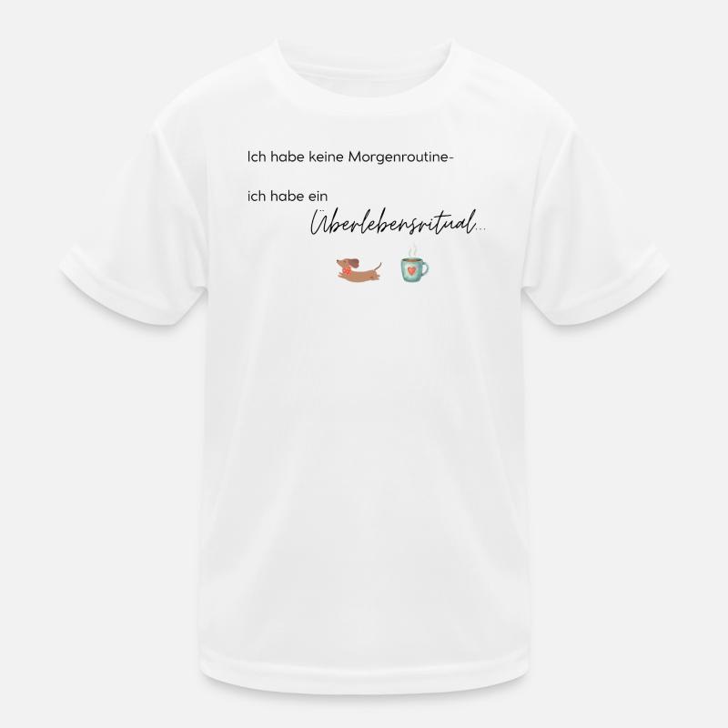 LIEBEVOLL Morgenroutine Dackel  Kinder Funktions-T-Shirt