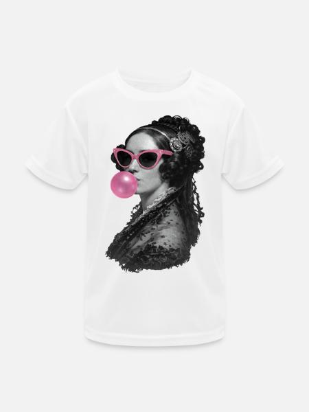 Ada Lovelace mit rosa Sonnenbrille und Kaugummi - Kinder Funktions-T-Shirt - Weiß - Vorne