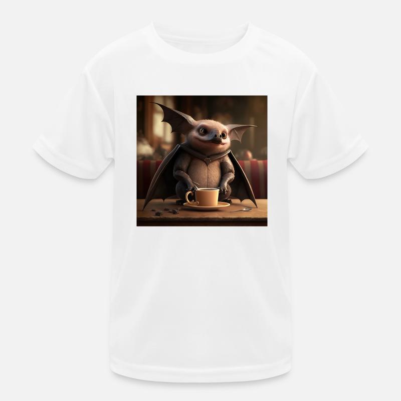 Fledermaus Kaffee Koffein Lustig Kinder Funktions-T-Shirt