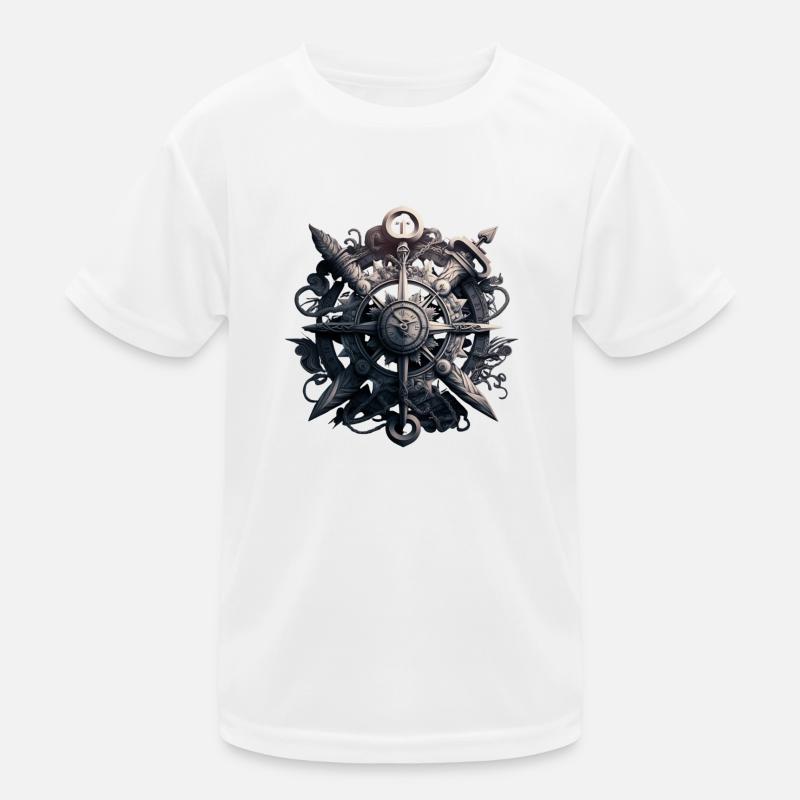 schönes maritimes Motiv eines Ankers mit Kompass Kinder Funktions-T-Shirt