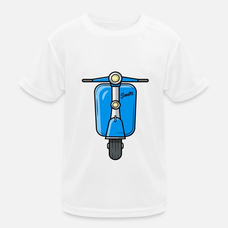 Scooter Motorroller Roller - Kinder Funktions-T-Shirt - Weiß
