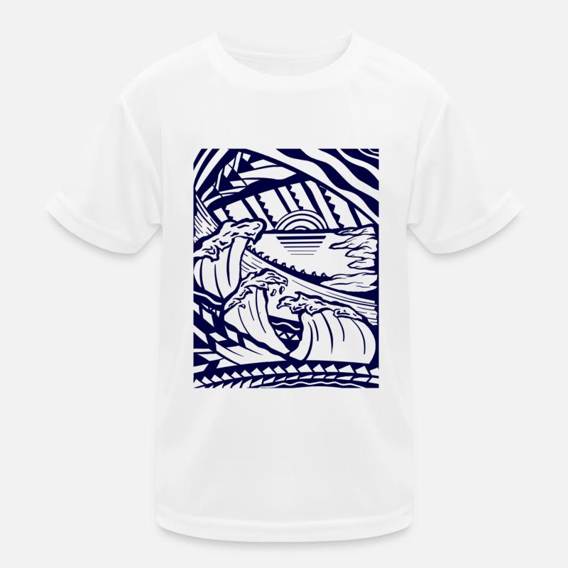 Vagues coucher de soleil abstrait T-shirt sport Enfant