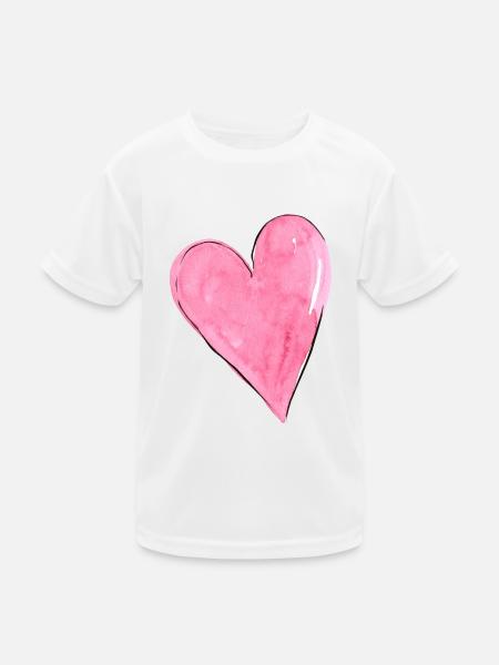 Herz Rosa - Kinder Funktions-T-Shirt - Weiß - Vorne