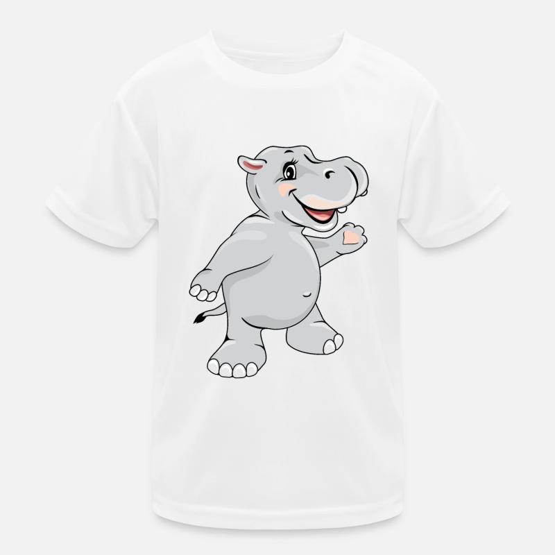 Dancing happy hippo - Kids Functional T-Shirt - white