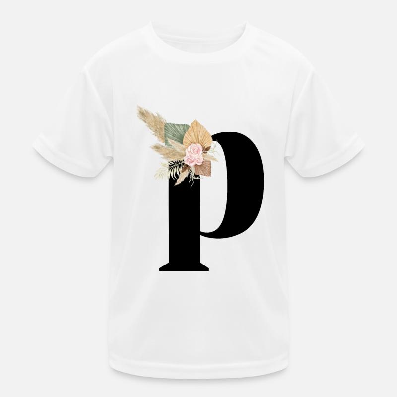 Buchstabe P blumig Kinder Funktions-T-Shirt