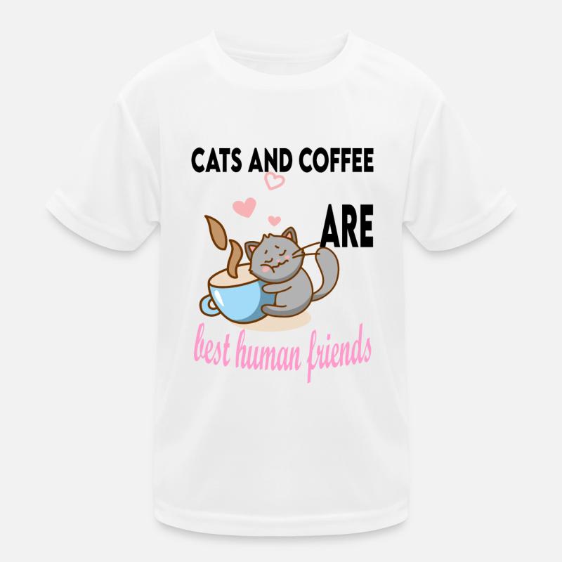 Cats and coffee best human friends Kids Functional T-Shirt
