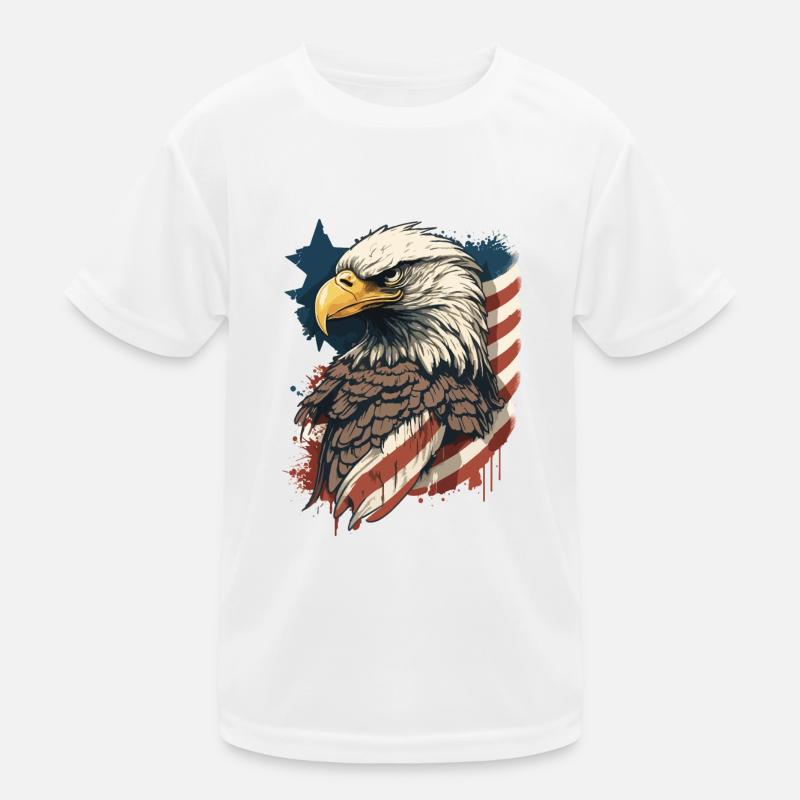 Eagle USA America Flag Eagle Head Vintage Kids Functional T-Shirt