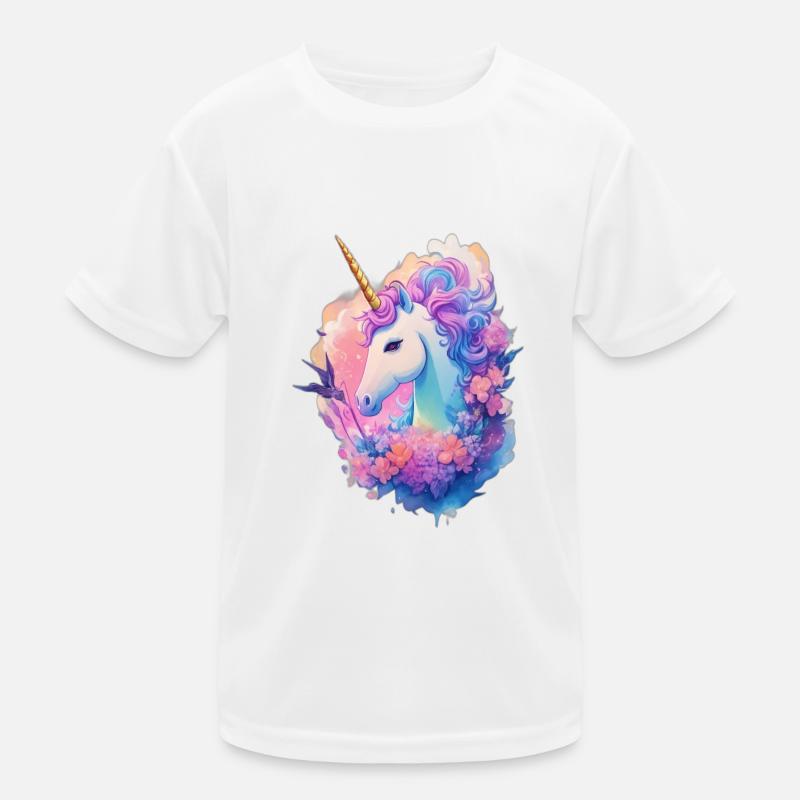 Fantasy flowered unicorn Kids Functional T-Shirt
