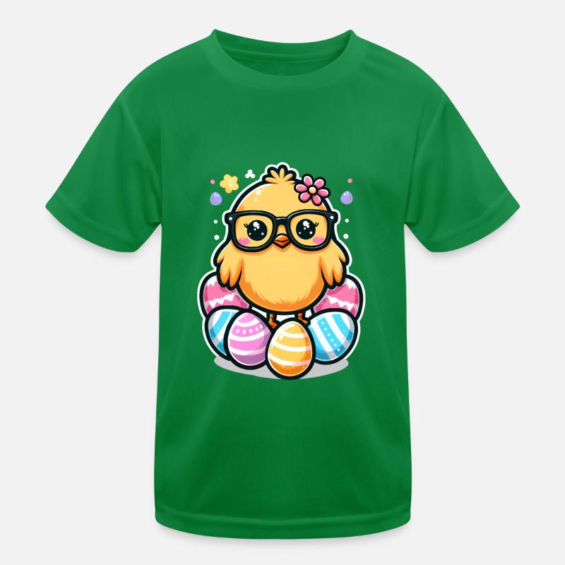 Nerd Easter Cute easter chickling with glasses Kids Functional T-Shirt