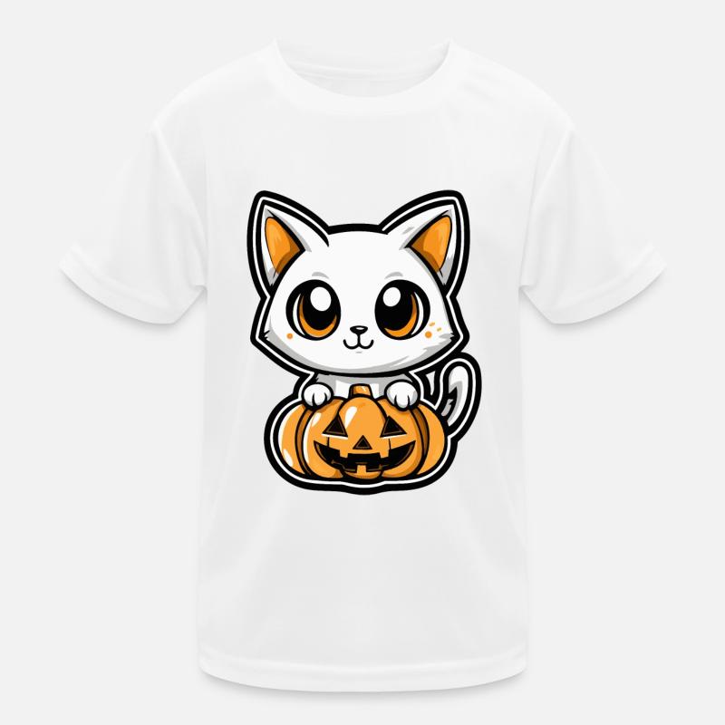 Chat Halloween Chat Bande dessinée T-shirt sport Enfant