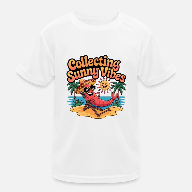 Sunny Summer Vibes Funny Crab on the Beach Kids Functional T-Shirt