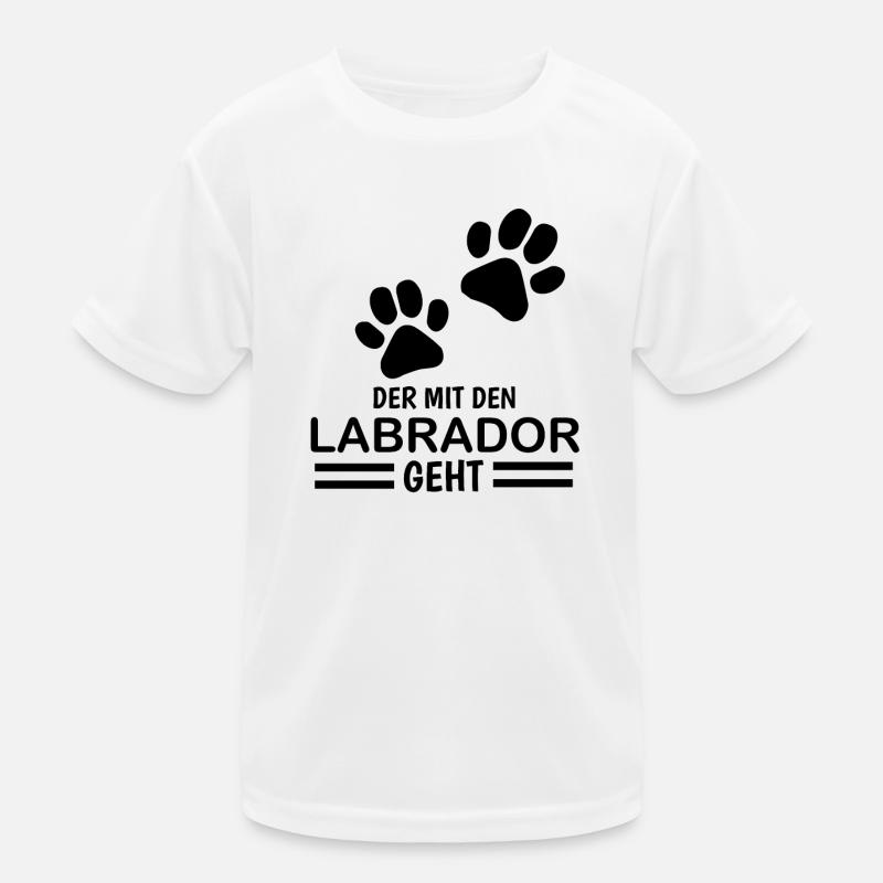 Herrchen Labrador der mit dem Labrador geht Kinder Funktions-T-Shirt