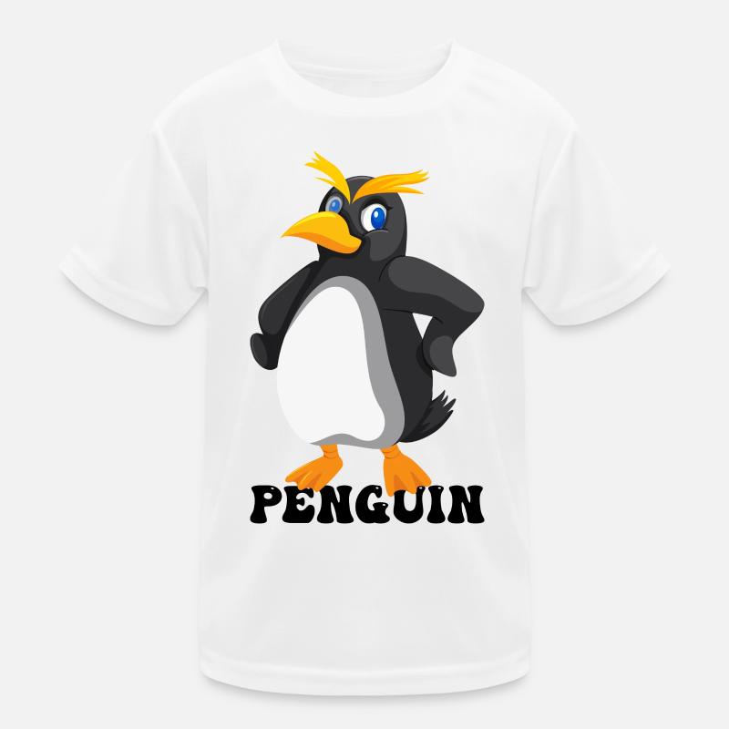 Bold Yellow Eyebrow Penguin Kids Functional T-Shirt
