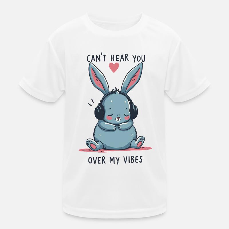 Can't Hear You Bunny Vibes Kopfhörer T-Shirt Kinder Funktions-T-Shirt