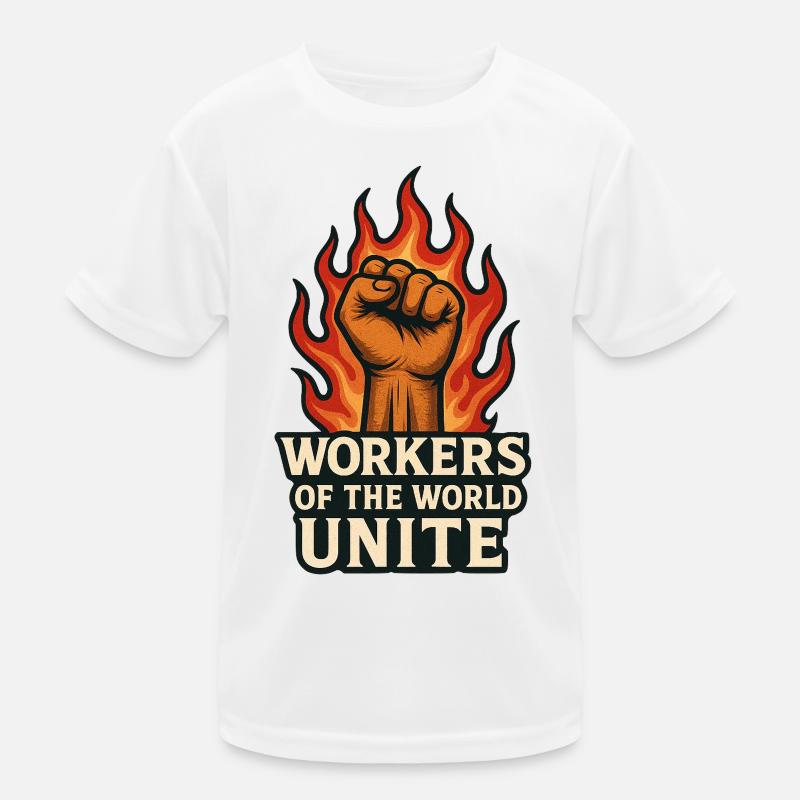 Fists and flames – Arbeiterwelt Unite Kids Functional T-Shirt