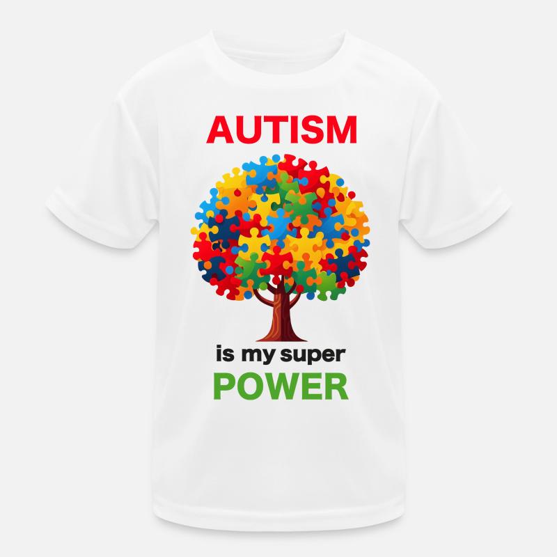 Autism Power Tree Puzzle Kids Functional T-Shirt