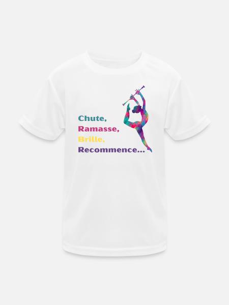 Chute-_Ramasse-_Recommence-- - T-shirt sport Enfant - blanc - Devant