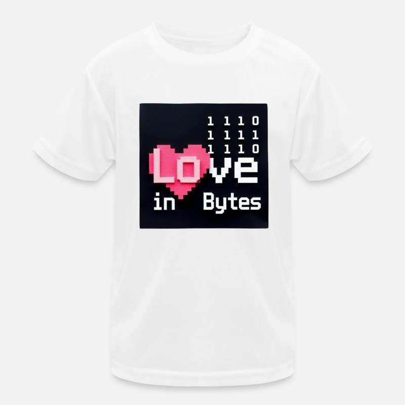 Liebe in Bytes Pixel Art Kinder Funktions-T-Shirt
