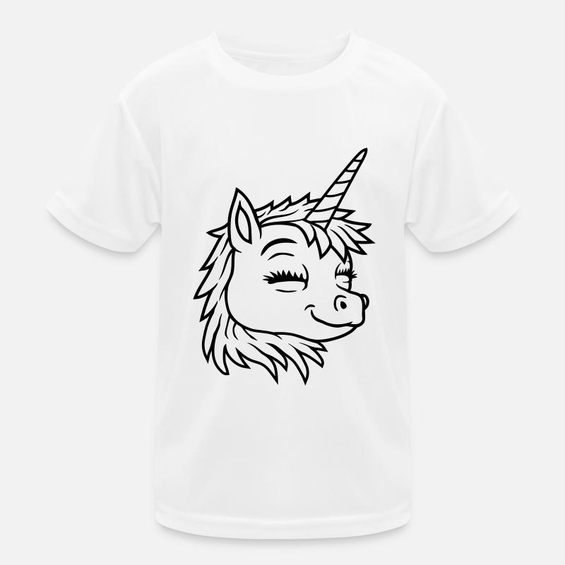 Gesicht glückliches Einhorn Comic Kinder Funktions-T-Shirt