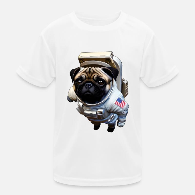Pug floating in space Kids Functional T-Shirt