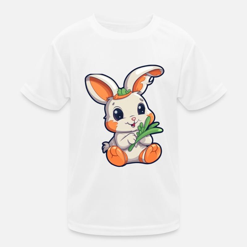 Lapin blanc mignon avec carotte T-shirt sport Enfant